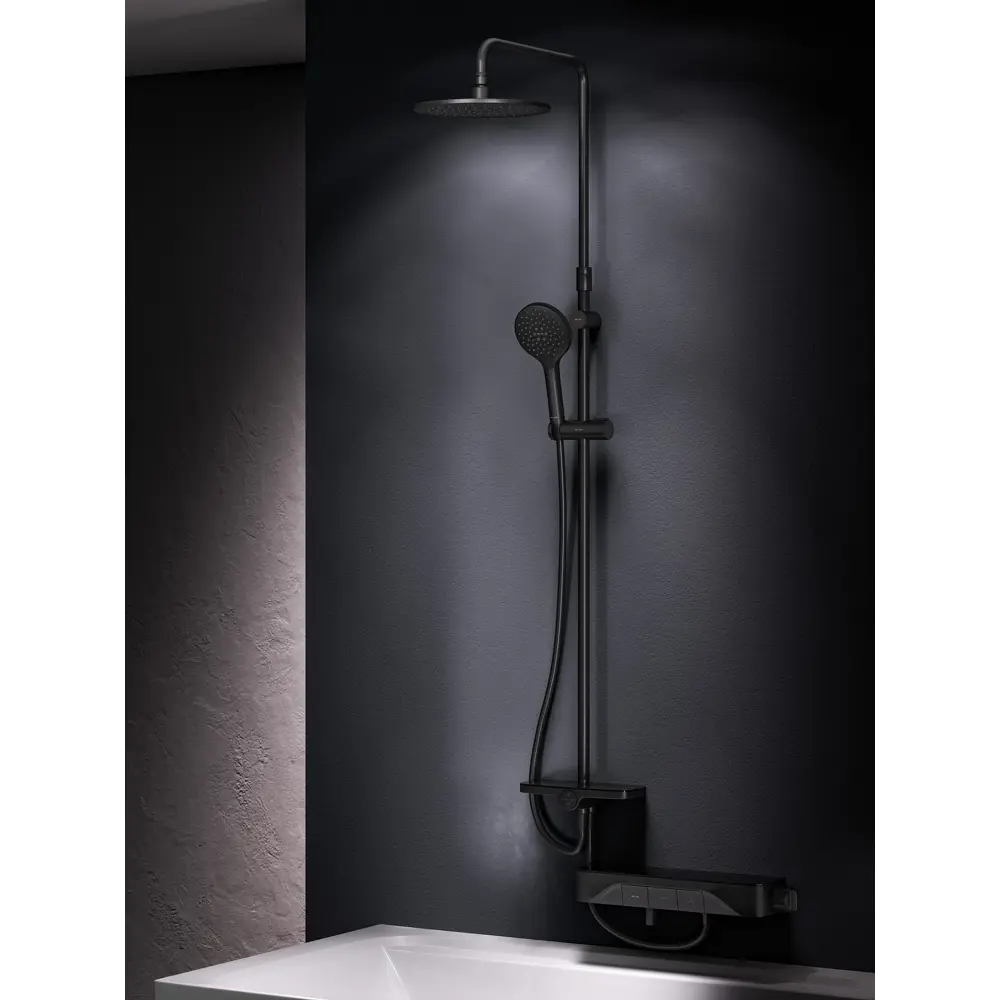 Фото 14 Душевая стойка Am.pm Chic S40CH23BL с тропическим душем 3 режимная цвет черный