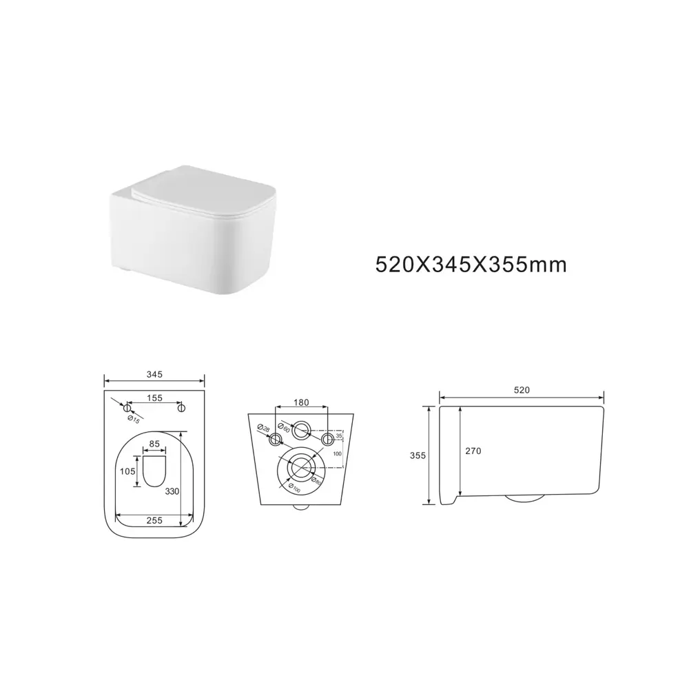 Фото 3 Унитаз подвесной безободковый Aquatek КВАДРО AQ1515T-00 505x345x345 сиденье легкосъемное с микролифтом смыв ТОРНАДО Фото 3 Унитаз подвесной безободковый Aquatek КВАДРО AQ1515T-00 505x345x345 сиденье легкосъемное с микролифтом смыв ТОРНАДО