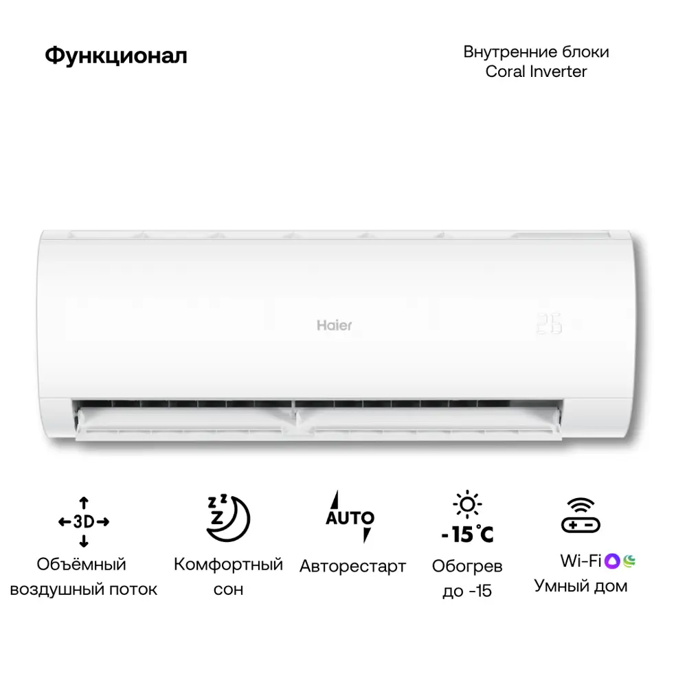 Фото 2 Сплит-система инверторная Haier Coral DC-Inverter AS35HPL2HRA/1U35HPL1FRA 12K BTU охлаждение/обогрев с Wi Fi Фото 2 Сплит-система инверторная Haier Coral DC-Inverter AS35HPL2HRA/1U35HPL1FRA 12K BTU охлаждение/обогрев с Wi Fi