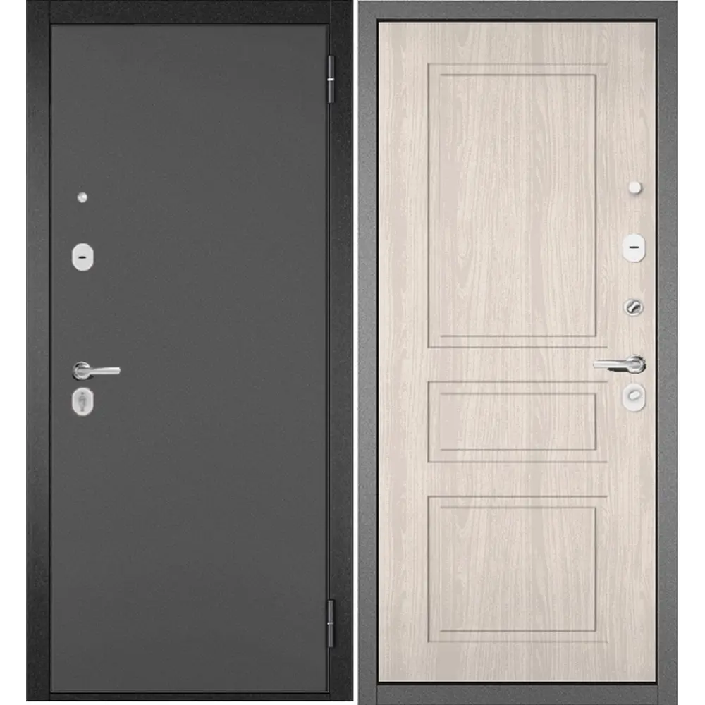 Фото Входная дверь Mastino Trust Eco 2 левый 205x86см цвет антрацит букле/ясень ривьера крем Фото Входная дверь Mastino Trust Eco 2 левый 205x86см цвет антрацит букле/ясень ривьера крем