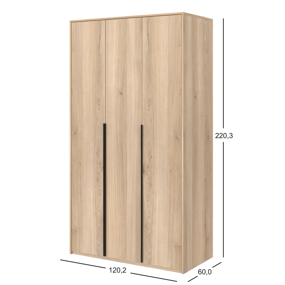 Фото 7 Шкаф распашной Бергамо с 3 дверями 120x220x60 см ЛДСП цвет дуб комано Фото 7 Шкаф распашной Бергамо с 3 дверями 120x220x60 см ЛДСП цвет дуб комано