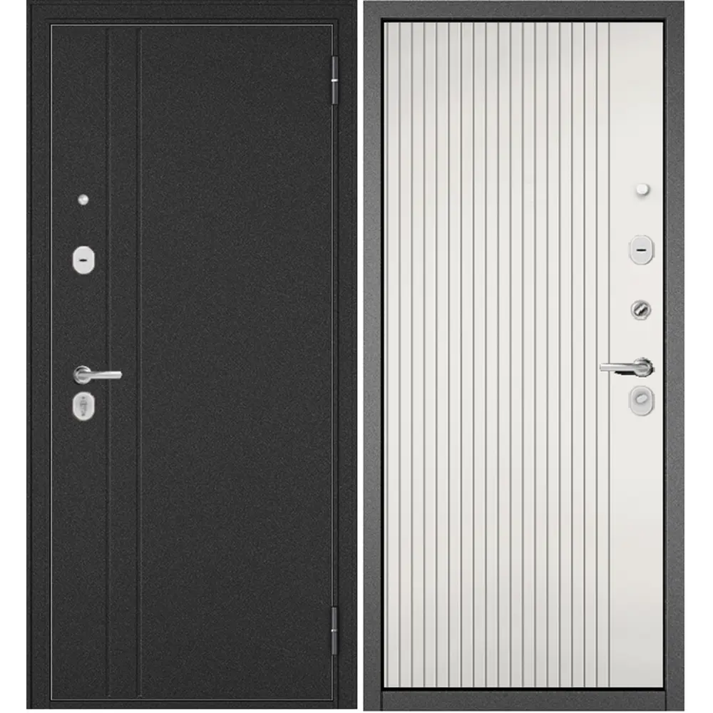 Фото Входная дверь Mastino Trust Eco RL-2/161 левый 205x96см цвет антрацит букле/белоснежный Фото Входная дверь Mastino Trust Eco RL-2/161 левый 205x96см цвет антрацит букле/белоснежный