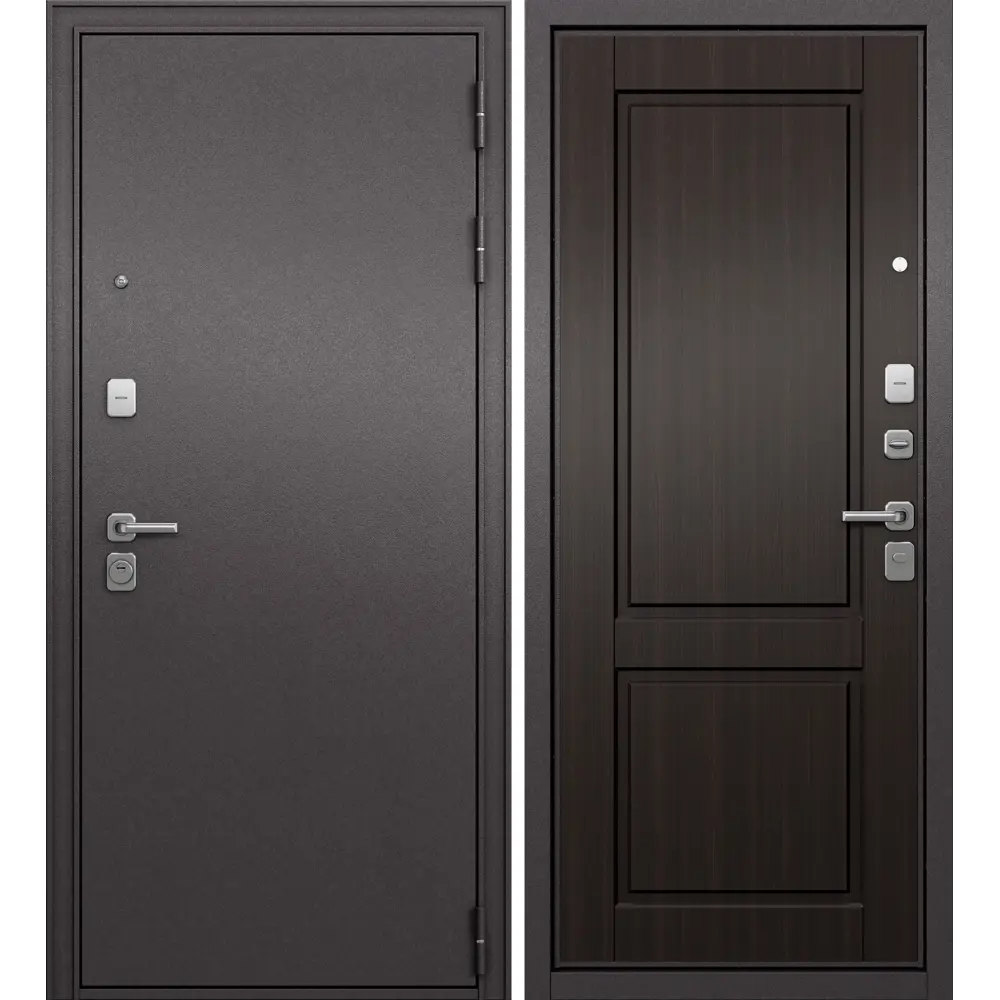 Фото Входная дверь Mastino Trust Mass 1 правый 205x86см цвет шоколад букле/ларче шоколад фурнитура матовый хром