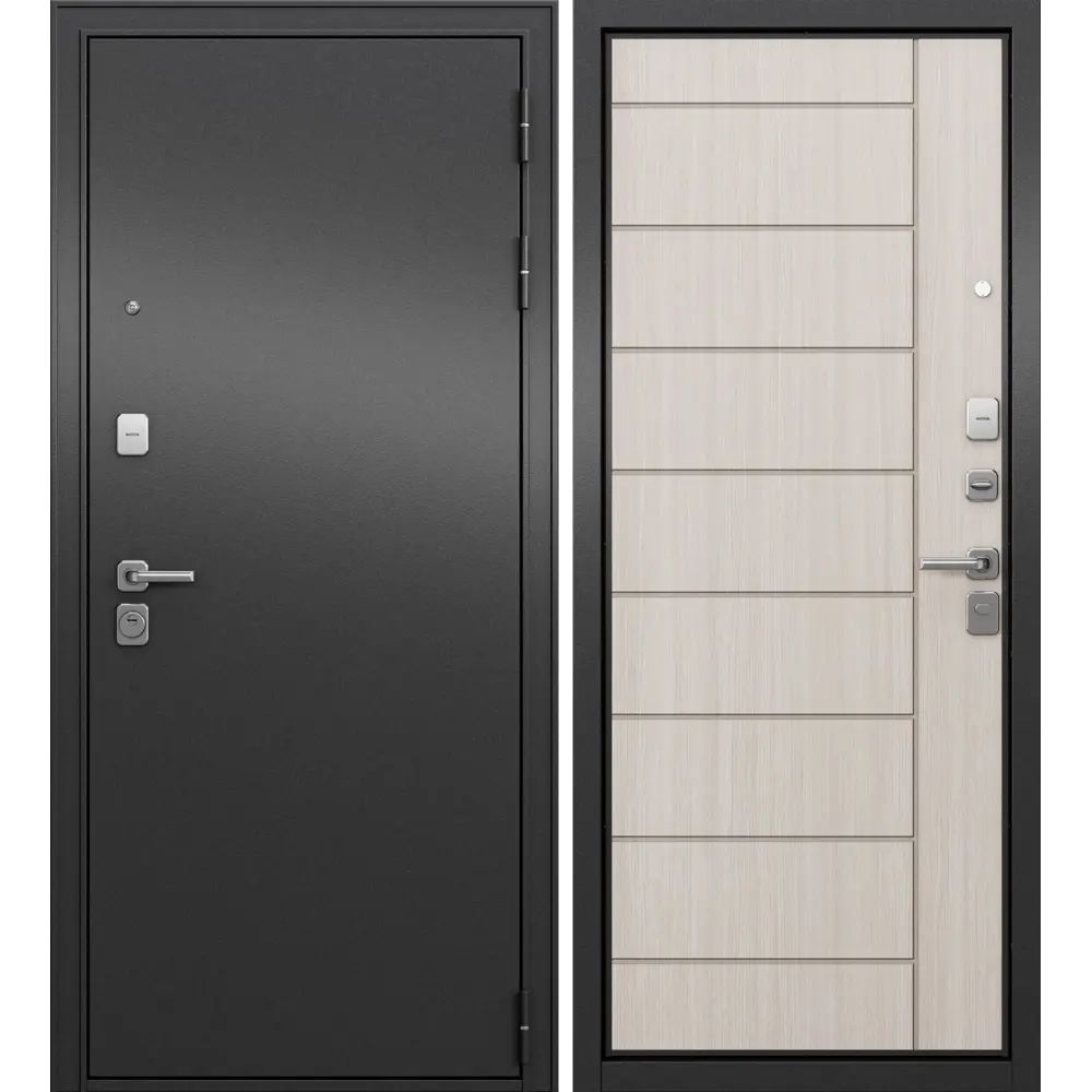 Фото Входная дверь Mastino Trust Mass 136 левый 205x86см цвет антрацит букле/ларче бьянко