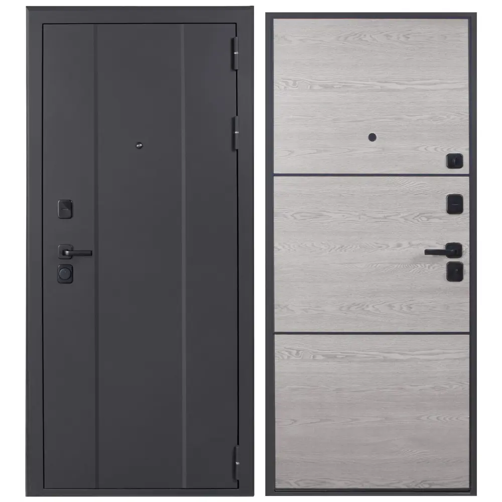 Фото Входная дверь Эталон Эталон М-7 правый 205x86см цвет чёрный муар/астана эш уайт Фото Входная дверь Эталон Эталон М-7 правый 205x86см цвет чёрный муар/астана эш уайт