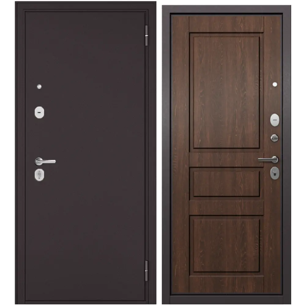 Фото Входная дверь Mastino Trust Eco 2 левый 205x86см цвет шоколад букле/дуб коньяк Фото Входная дверь Mastino Trust Eco 2 левый 205x86см цвет шоколад букле/дуб коньяк