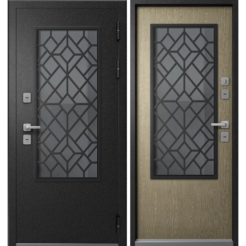 Фото Входная дверь Эталон Термо-СП30 правый 205x96см цвет чёрный букле/астана табак Фото Входная дверь Эталон Термо-СП30 правый 205x96см цвет чёрный букле/астана табак