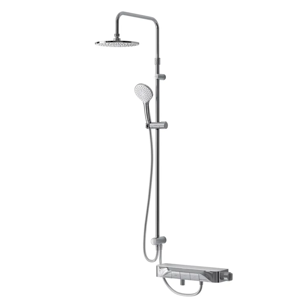 Фото 11 Душевая стойка Am.pm Hit S40HT20CH 3 режимная с тропическим душем хром глянцевый Фото 11 Душевая стойка Am.pm Hit S40HT20CH 3 режимная с тропическим душем хром глянцевый