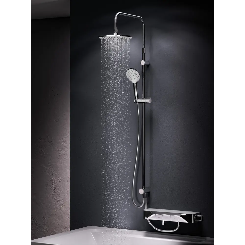 Фото 15 Душевая стойка Am.pm Hit S40HT20CH 3 режимная с тропическим душем хром глянцевый Фото 15 Душевая стойка Am.pm Hit S40HT20CH 3 режимная с тропическим душем хром глянцевый