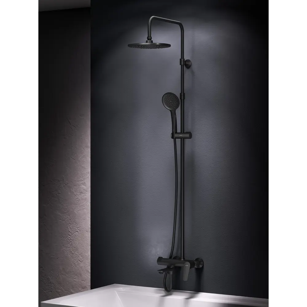 Фото 12 Душевая стойка Am.pm Crave F079C922 с тропическим душем 1 режимная цвет черный матовый