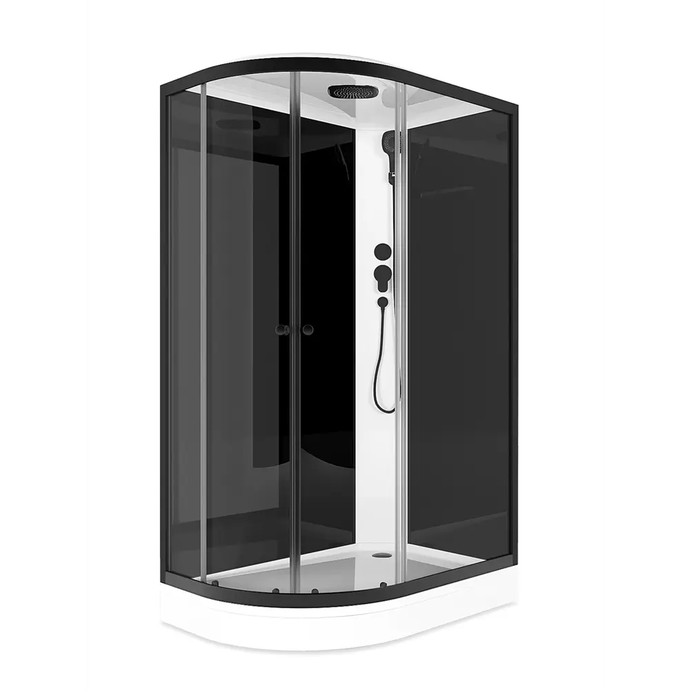 Фото 2 Душевая кабина Domani-Spa Delight Slim 128 R правая 120x80x218 см низкий поддон черные стенки, прозрачное стекло, черный профиль Фото 2 Душевая кабина Domani-Spa Delight Slim 128 R правая 120x80x218 см низкий поддон черные стенки, прозрачное стекло, черный профиль