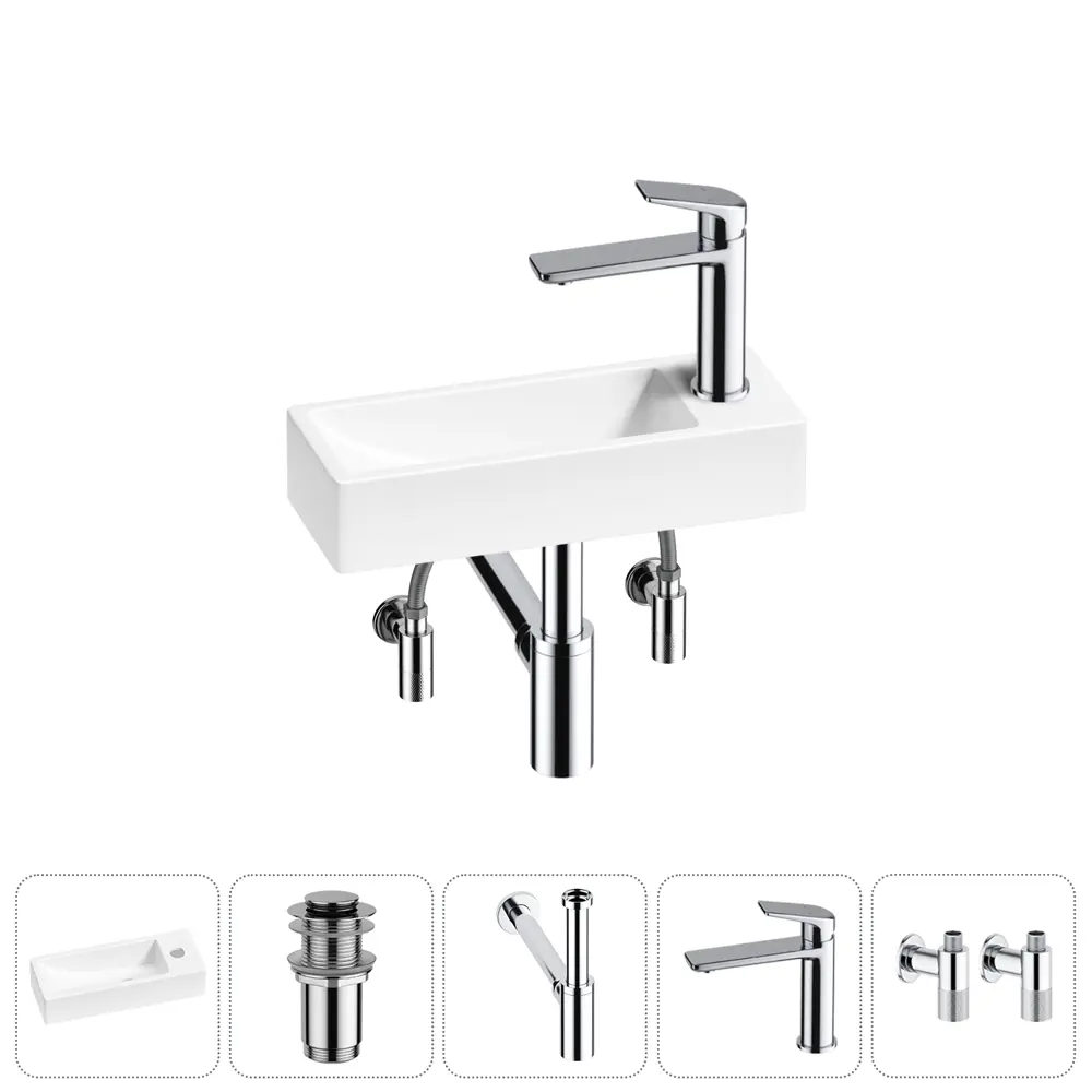 Фото Раковина Lavinia boho bathroom sink 20215949R 38см цвет раковина 5 в 1: донный клапан, сифон, смеситель, вентили