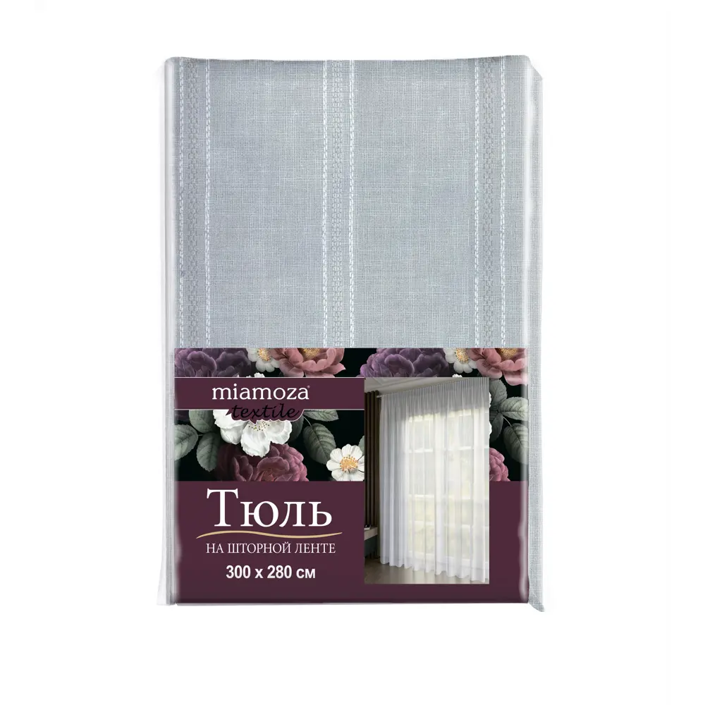 Фото 7 Тюль на ленте Андреа 300x280 см полоски цвет бело-серый