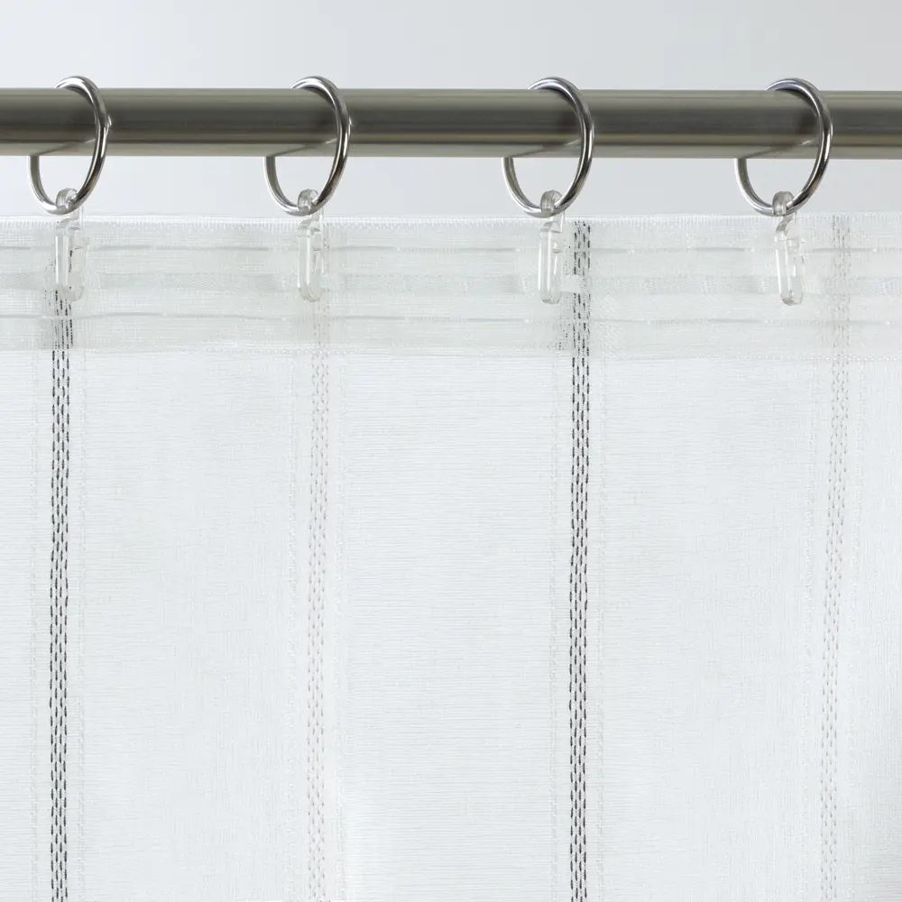 Фото 3 Тюль на ленте Андреа 300x280 см полоски цвет бело-серый