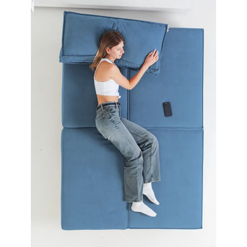 Фото 3 Диван раскладной Cityhd Парма 188x94x75 см велюр цвет синий Фото 3 Диван раскладной Cityhd Парма 188x94x75 см велюр цвет синий