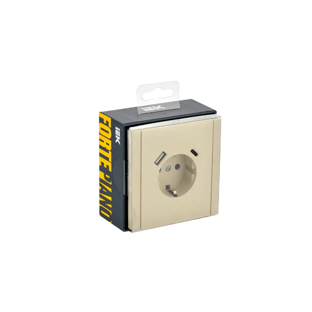 Фото 4 Розетка USB встраиваемая Iek Forte&Piano FP-R14-16-U22-018-K10 с заземлением шторками и USB цвет ваниль Фото 4 Розетка USB встраиваемая Iek Forte&Piano FP-R14-16-U22-018-K10 с заземлением шторками и USB цвет ваниль