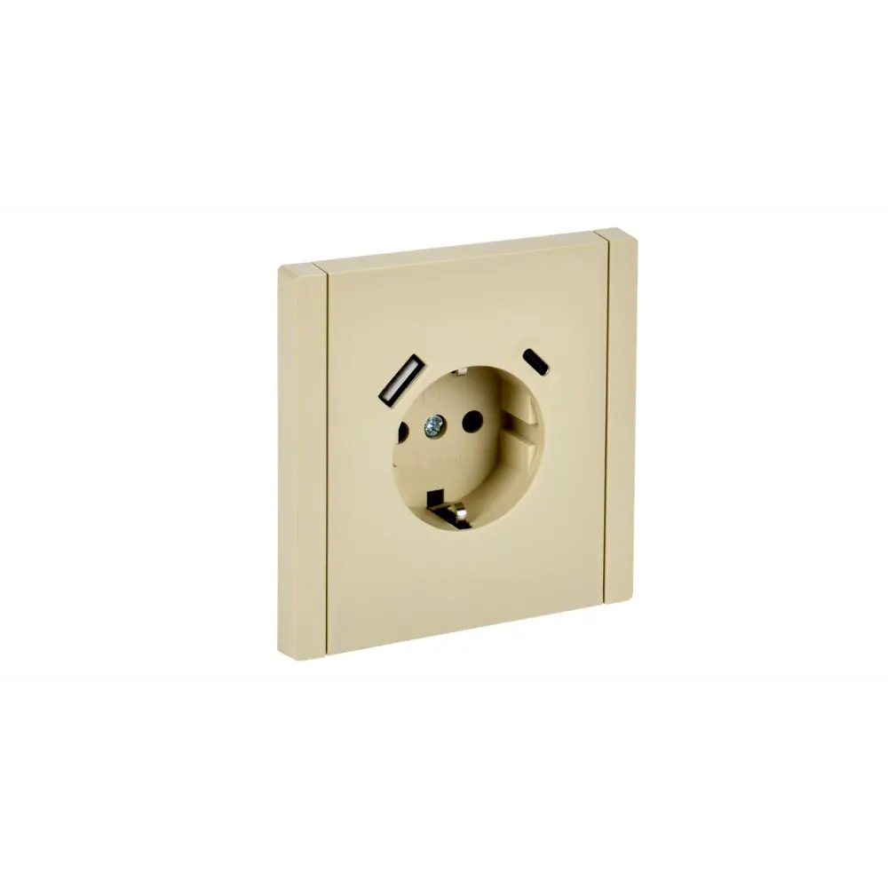 Фото Розетка USB встраиваемая Iek Forte&Piano FP-R14-16-U22-018-K10 с заземлением шторками и USB цвет ваниль Фото Розетка USB встраиваемая Iek Forte&Piano FP-R14-16-U22-018-K10 с заземлением шторками и USB цвет ваниль