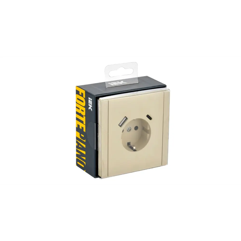 Фото 3 Розетка USB встраиваемая Iek Forte&Piano FP-R14-16-U22-018-K10 с заземлением шторками и USB цвет ваниль Фото 3 Розетка USB встраиваемая Iek Forte&Piano FP-R14-16-U22-018-K10 с заземлением шторками и USB цвет ваниль