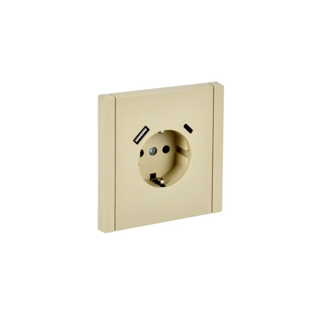 Фото 2 Розетка USB встраиваемая Iek Forte&Piano FP-R14-16-U22-018-K10 с заземлением шторками и USB цвет ваниль Фото 2 Розетка USB встраиваемая Iek Forte&Piano FP-R14-16-U22-018-K10 с заземлением шторками и USB цвет ваниль