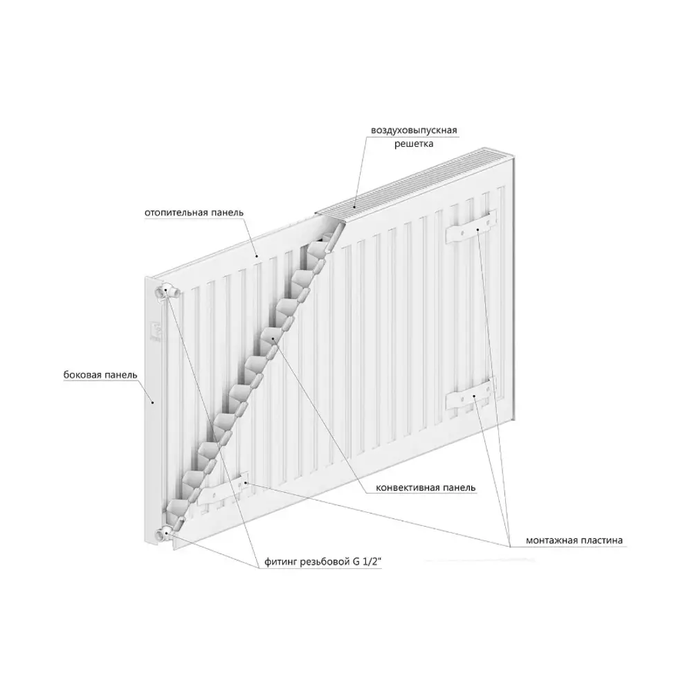 Фото 9 Радиатор Lemax Compact с21x400x600 боковое подключение сталь белый