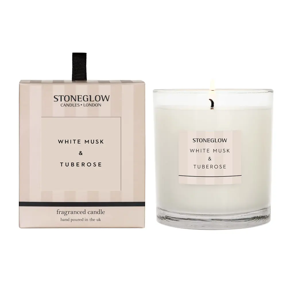 Фото Ароматическая свеча Stoneglow 70212 белый мускус и тубероза 9 см 1 шт