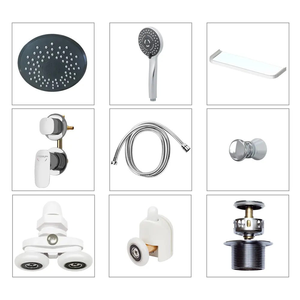 Фото 6 Душевая кабина Domani-Spa Simple 99 90x90x218 см 1/4 круга низкий поддон, белые стенки, прозрачное стекло