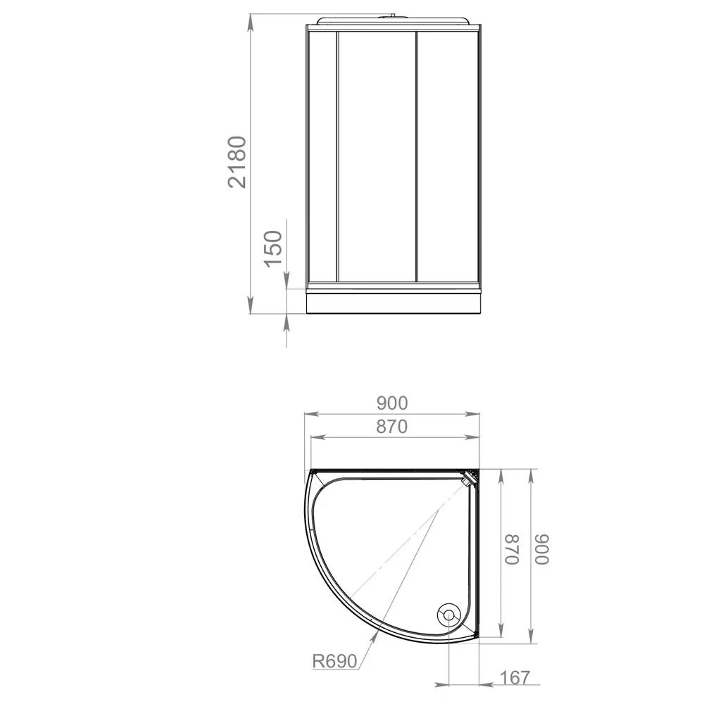 Фото 8 Душевая кабина Domani-Spa Simple 99 90x90x218 см 1/4 круга низкий поддон, белые стенки, прозрачное стекло