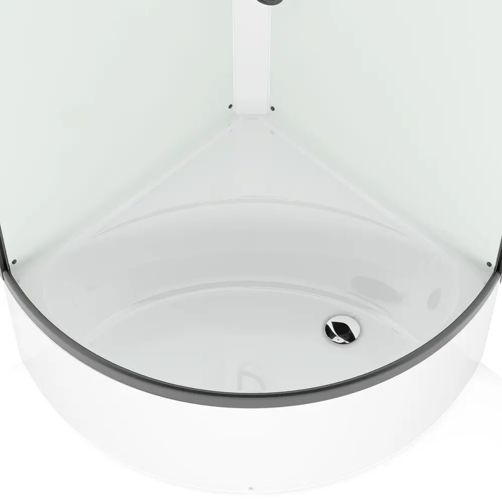 Фото 4 Душевая кабина Domani-Spa Simple 99 high 90x90x218 см 1/4 круга высокий поддон, белые стенки, прозрачное стекло, черный профиль Фото 4 Душевая кабина Domani-Spa Simple 99 high 90x90x218 см 1/4 круга высокий поддон, белые стенки, прозрачное стекло, черный профиль