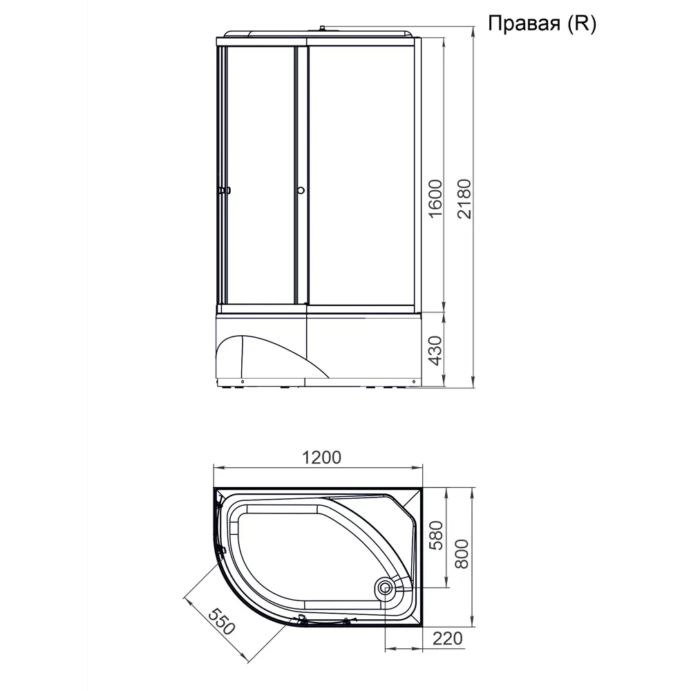 Фото 8 Душевая кабина Domani-Spa Delight Slim 128 high R 120x80x218 см 1/4 круга высокий поддон серые стенки, прозрачное стекло, графит профиль Black accents Фото 8 Душевая кабина Domani-Spa Delight Slim 128 high R 120x80x218 см 1/4 круга высокий поддон серые стенки, прозрачное стекло, графит профиль Black accents