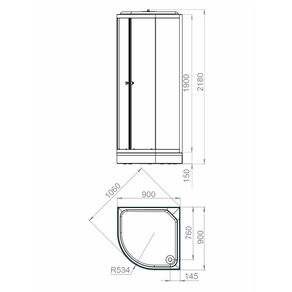 Фото 8 Душевая кабина Domani-Spa Delight Slim 99 90x90x218 см 1/4 круга низкий поддон, черные стенки, прозрачное стекло, черный профиль