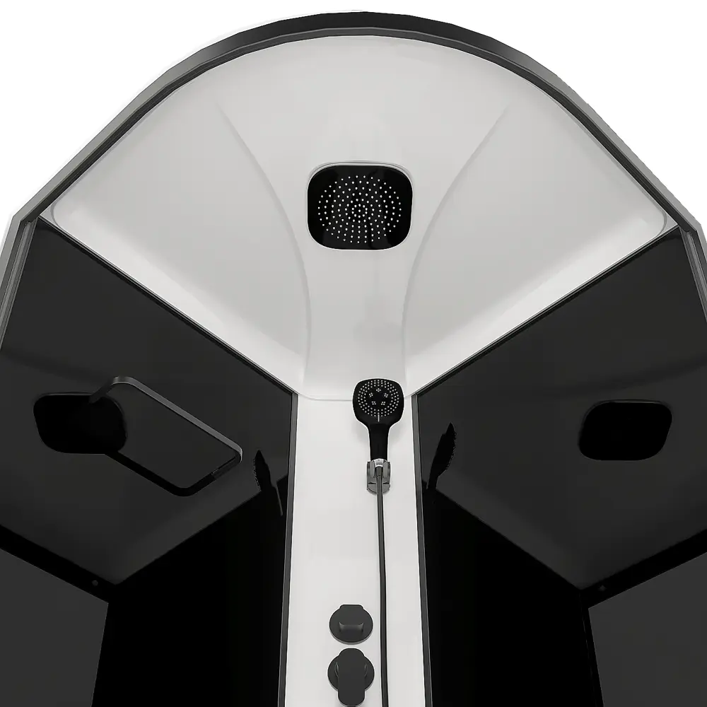 Фото 3 Душевая кабина Domani-Spa Delight Slim 99 90x90x218 см 1/4 круга низкий поддон, черные стенки, прозрачное стекло, черный профиль