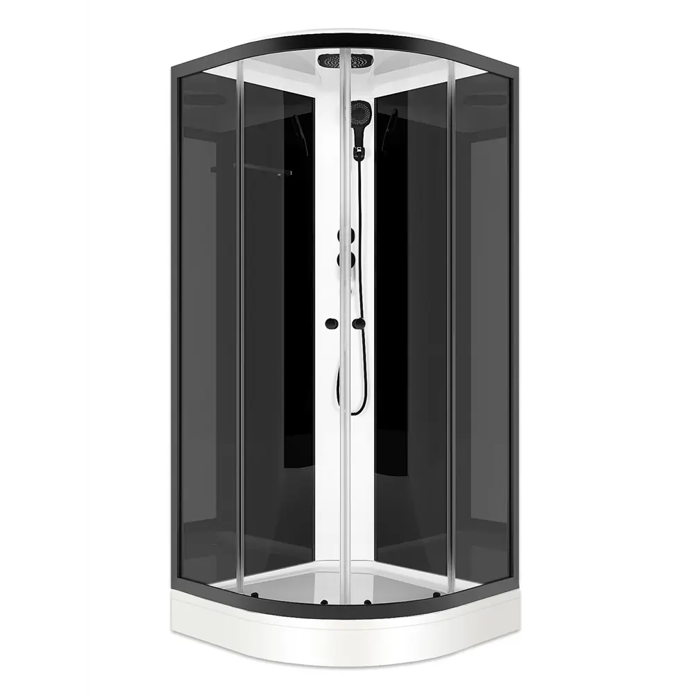 Фото 2 Душевая кабина Domani-Spa Delight Slim 99 90x90x218 см 1/4 круга низкий поддон, черные стенки, прозрачное стекло, черный профиль