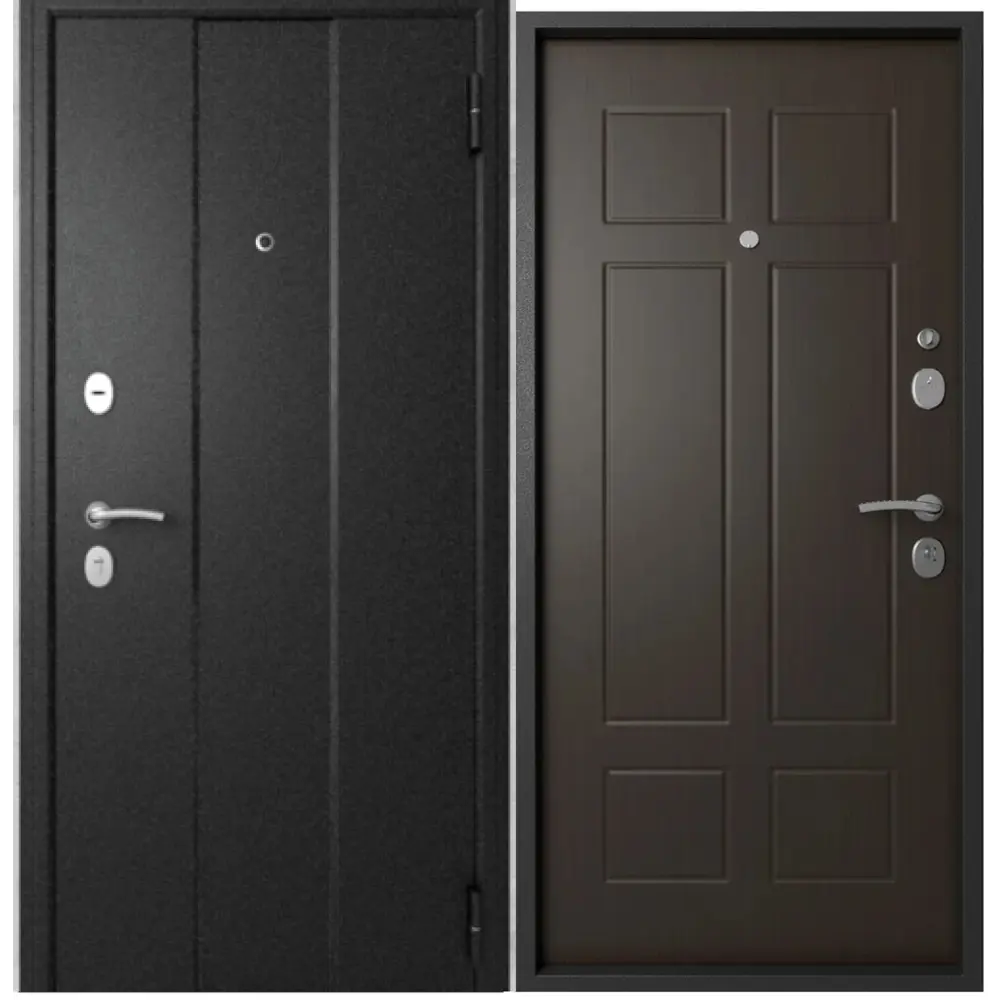 Фото Входная дверь Эталон М-2 правый 205x96см цвет чёрный букле/венге