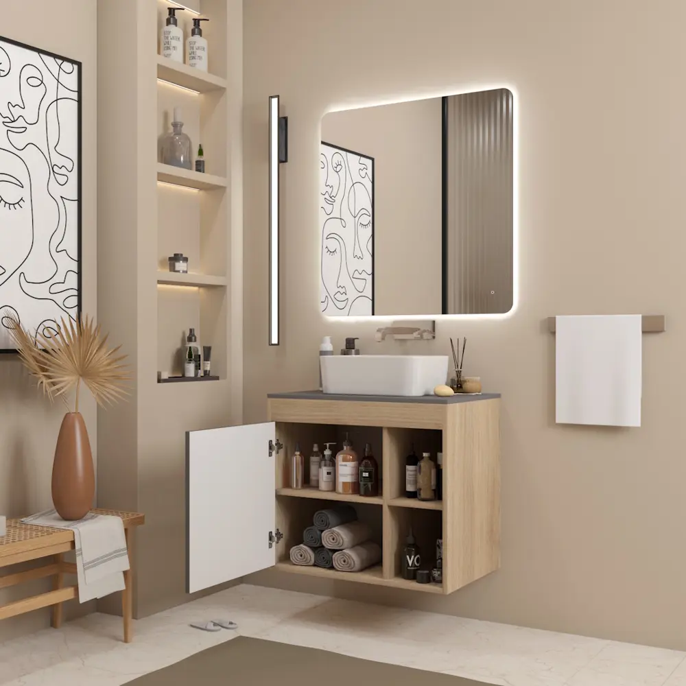 Фото 5 Тумба с раковиной для ванной 70 см Teymi Nura подвесная цвет дуб фасад графит раковина Helmi Mini 40 F15144 Фото 5 Тумба с раковиной для ванной 70 см Teymi Nura подвесная цвет дуб фасад графит раковина Helmi Mini 40 F15144