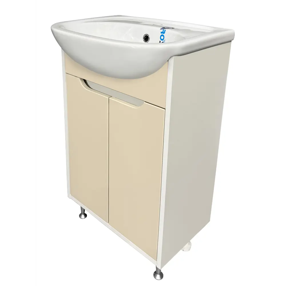 Фото 3 Тумба под раковину напольная Runo 00-00004659 59.5см цвет белый-кремовый