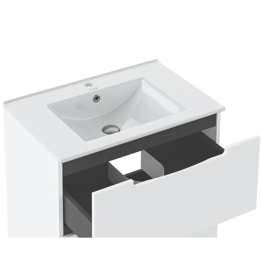 Фото 2 Тумба для ванной под раковину Runo Lina 80 см напольная цвет белый, под раковину Teffy 80