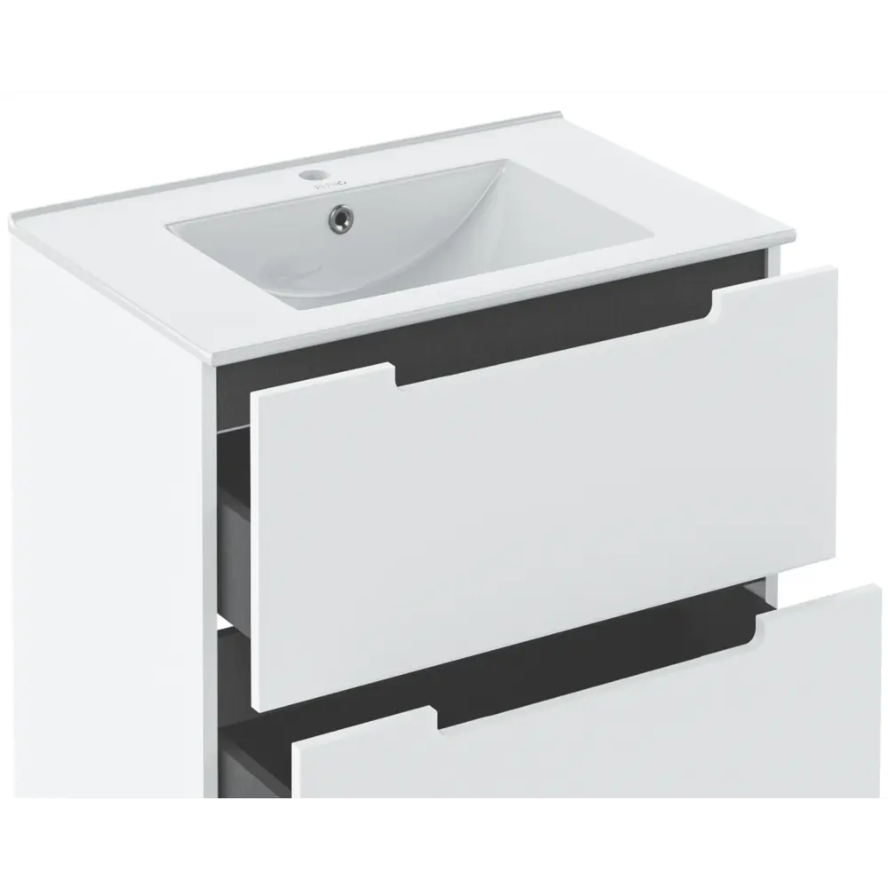 Фото 3 Тумба для ванной под раковину Runo Lina 80 см напольная цвет белый, под раковину Teffy 80