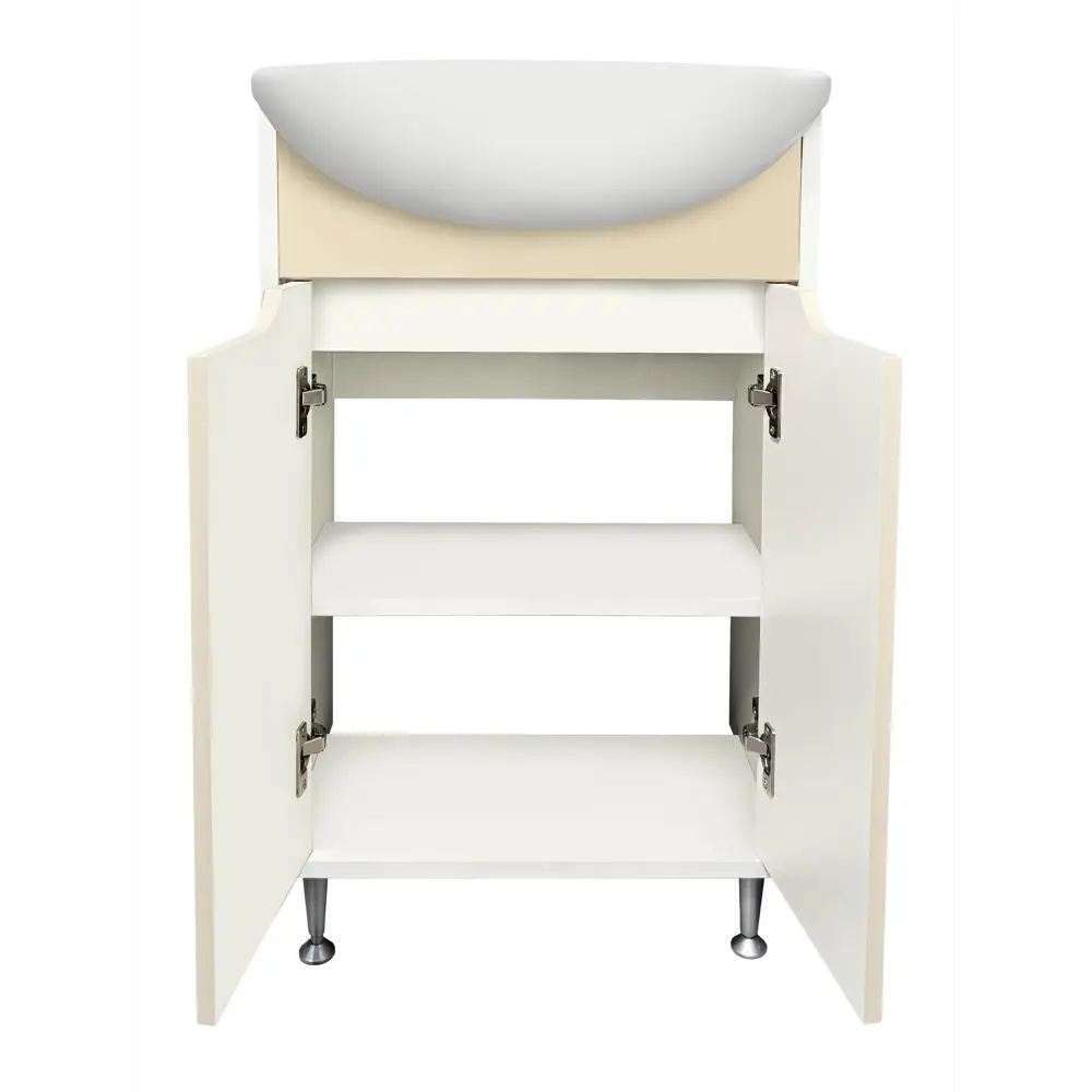 Фото 2 Тумба под раковину подвесная Runo 00-00004658сум 49.3см цвет белый-кремовый, с раковиной