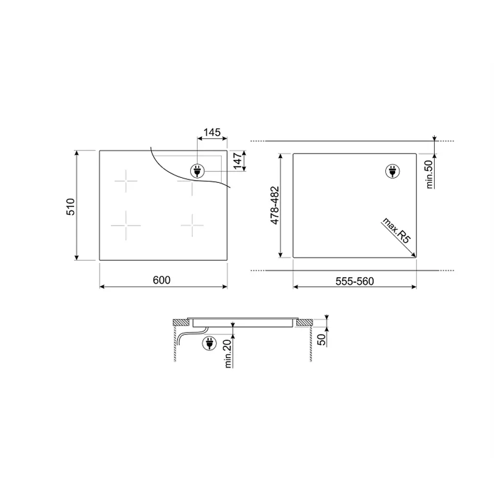 Фото 6 Индукционная варочная панель Smeg SI2M5643D1 60 см 4 конфорки цвет черный Фото 6 Индукционная варочная панель Smeg SI2M5643D1 60 см 4 конфорки цвет черный