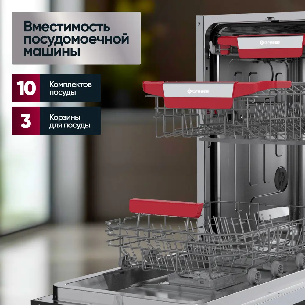 Фото 3 Встраиваемая посудомоечная машина Gressel UBB525 44.8 см 6 программ цвет черный Фото 3 Встраиваемая посудомоечная машина Gressel UBB525 44.8 см 6 программ цвет черный
