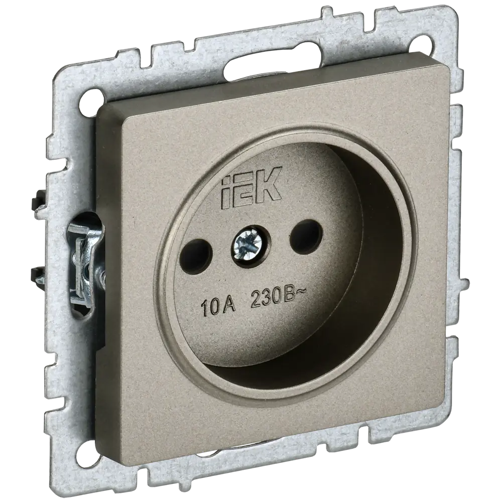 Фото 2 Розетка встраиваемая Iek Brite BR-R13-10-K37 со шторками цвет шампань