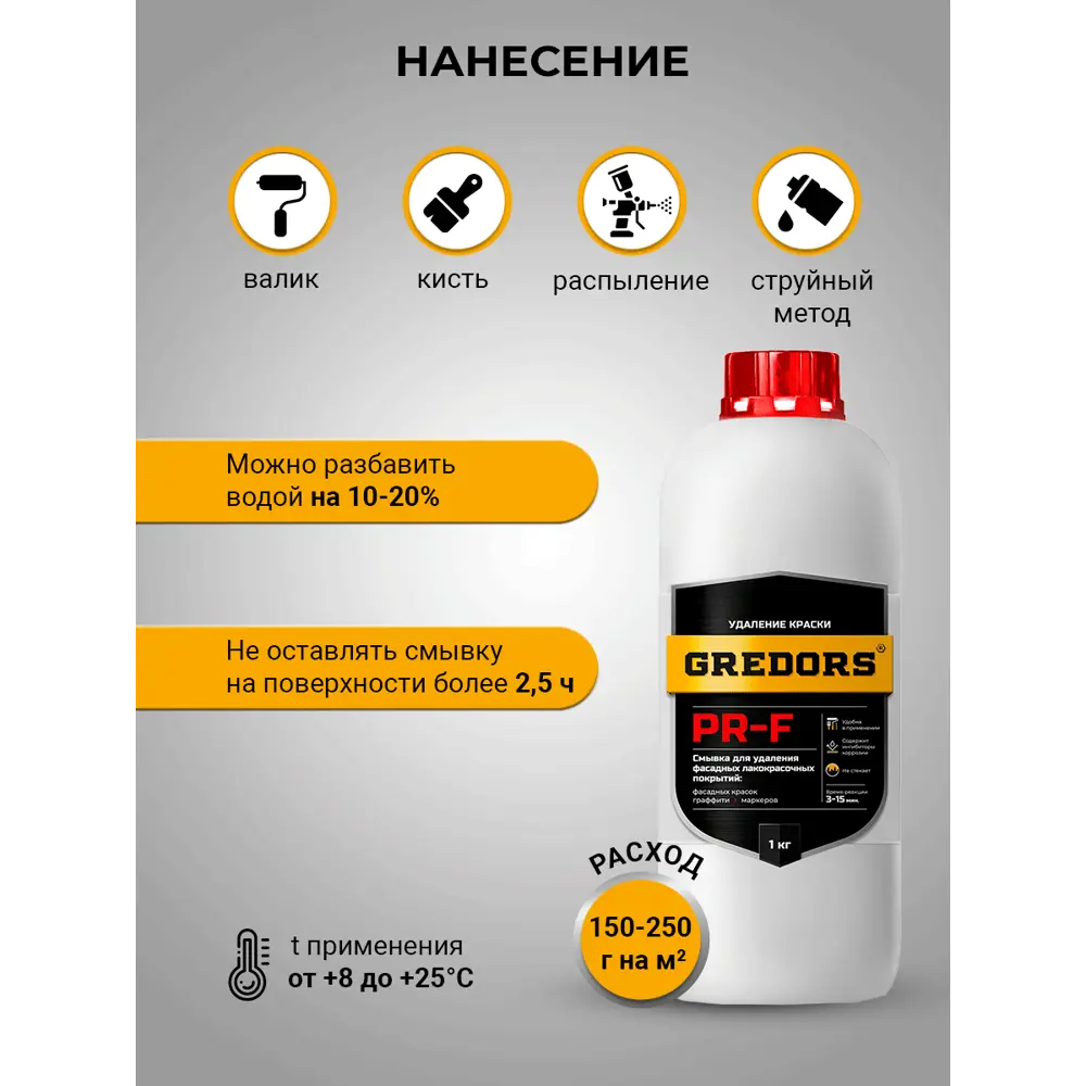 Фото 2 Смывка для краски Gredors для фасадов граффити маркеров PR-F 5 кг Фото 2 Смывка для краски Gredors для фасадов граффити маркеров PR-F 5 кг