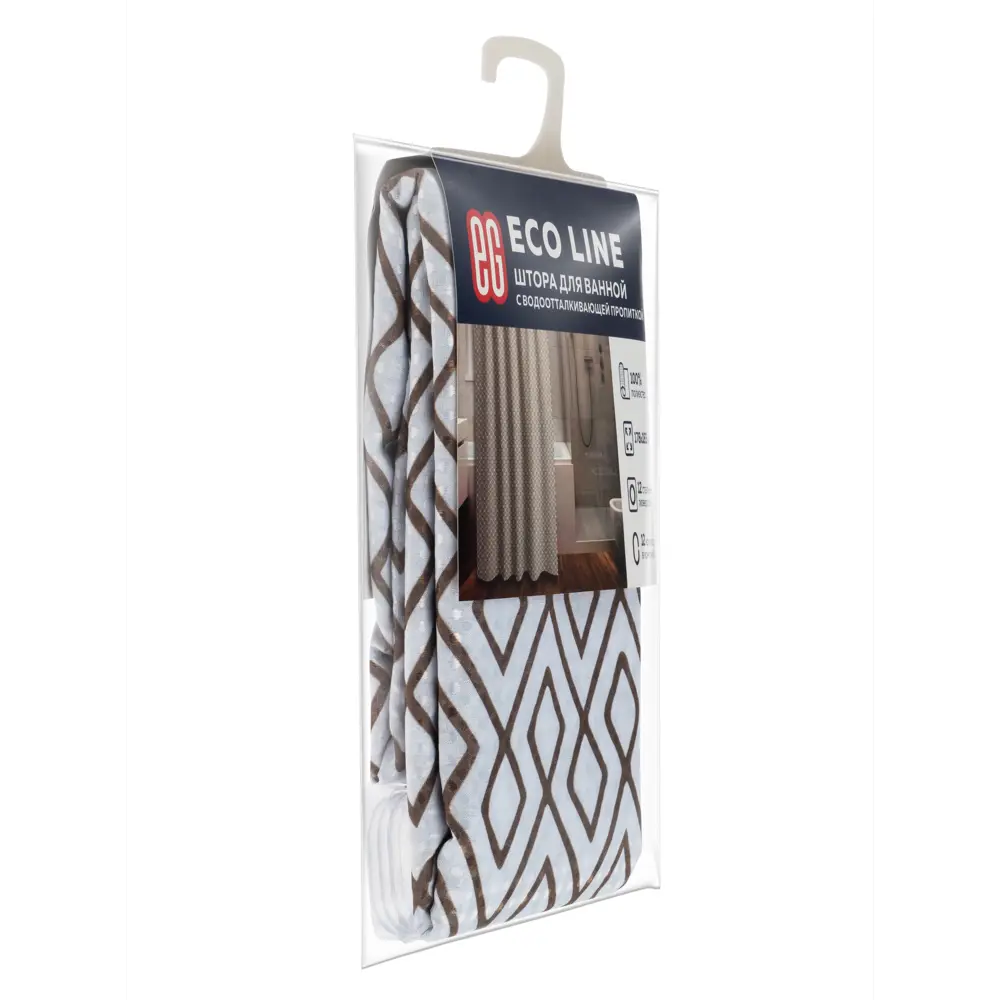 Фото 12 Шторка для ванной комнаты ЕВРОГАРАНТ 4610116227213 183x178см цвет бежевый