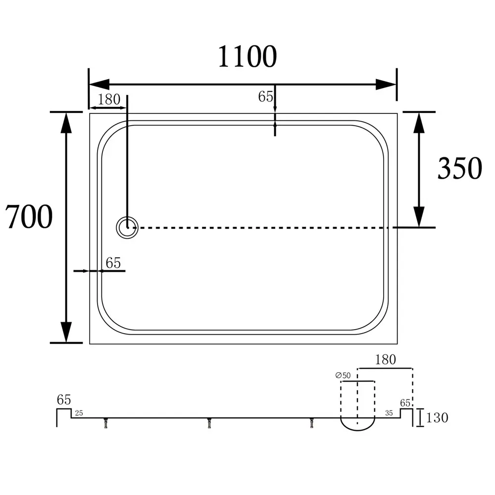 Фото 9 Душевой поддон Abber AD3C117 110x70 см прямоугольный акриловый цвет белый