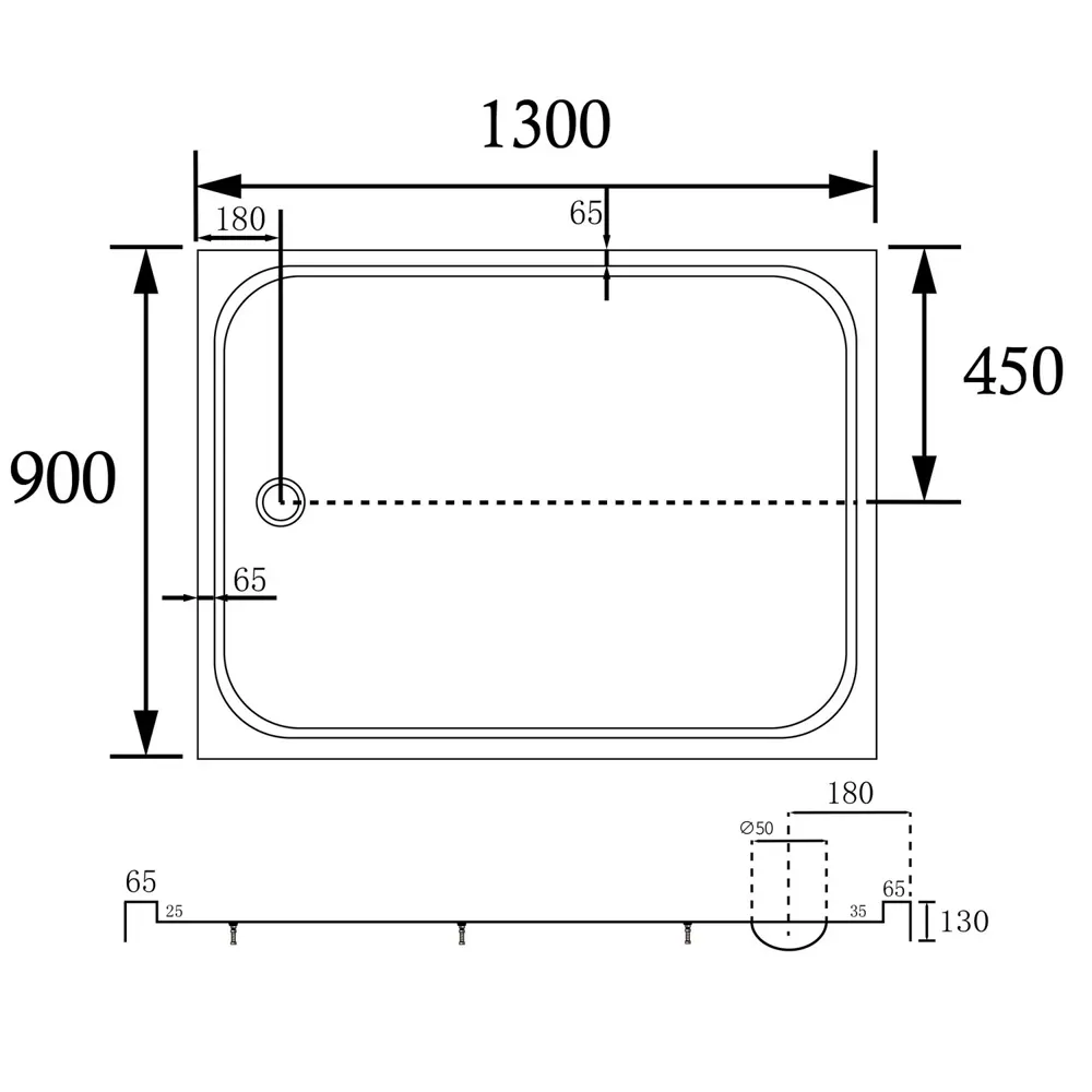 Фото 9 Душевой поддон Abber AD3C139 130x90 см прямоугольный акриловый цвет белый