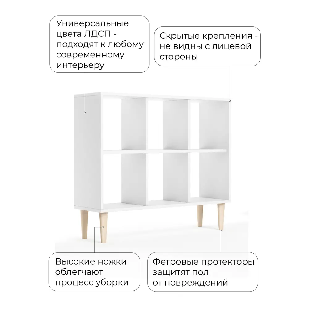 Фото 5 Стеллаж с полками Monofix 102.5x87x30 см ЛДСП цвет белый Фото 5 Стеллаж с полками Monofix 102.5x87x30 см ЛДСП цвет белый