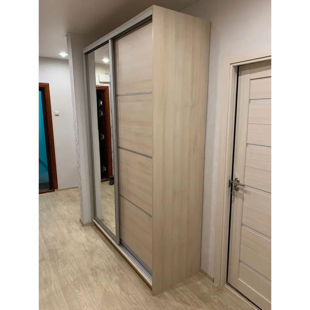 Фото 7 Шкаф-купе Клевер Атина с 2 дверями и зеркалом 240x120х65 см 6 полок ЛДСП цвет шамони светлый Фото 7 Шкаф-купе Клевер Атина с 2 дверями и зеркалом 240x120х65 см 6 полок ЛДСП цвет шамони светлый