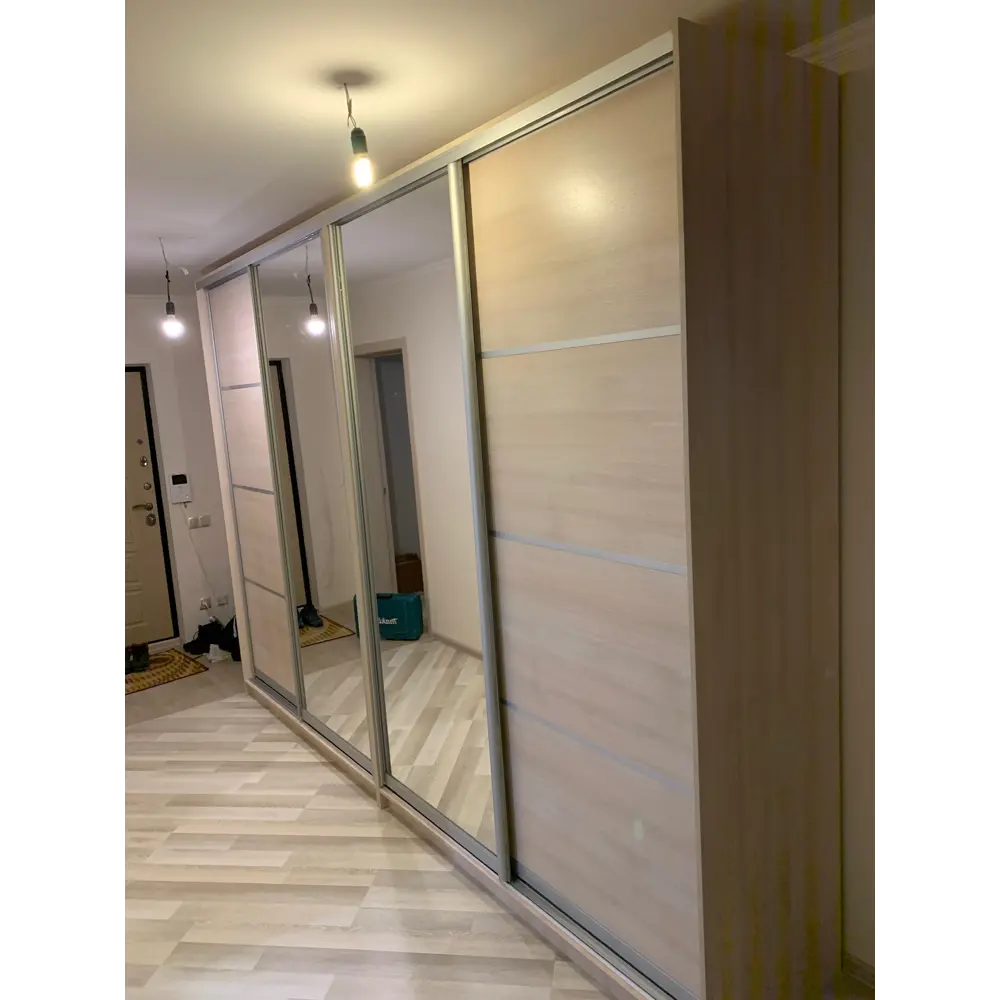 Фото 8 Шкаф-купе Клевер Атина с 2 дверями и зеркалом 240x120х65 см 6 полок ЛДСП цвет шамони светлый Фото 8 Шкаф-купе Клевер Атина с 2 дверями и зеркалом 240x120х65 см 6 полок ЛДСП цвет шамони светлый