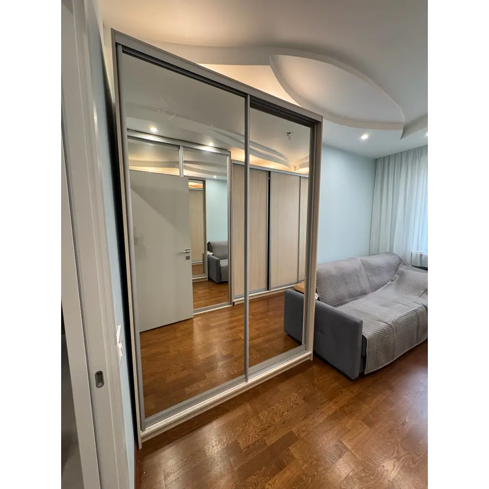 Фото 4 Шкаф-купе Клевер Атина с 2 дверями 240x180х65 см 6 полок ЛДСП цвет шамони светлый зеркальный Фото 4 Шкаф-купе Клевер Атина с 2 дверями 240x180х65 см 6 полок ЛДСП цвет шамони светлый зеркальный