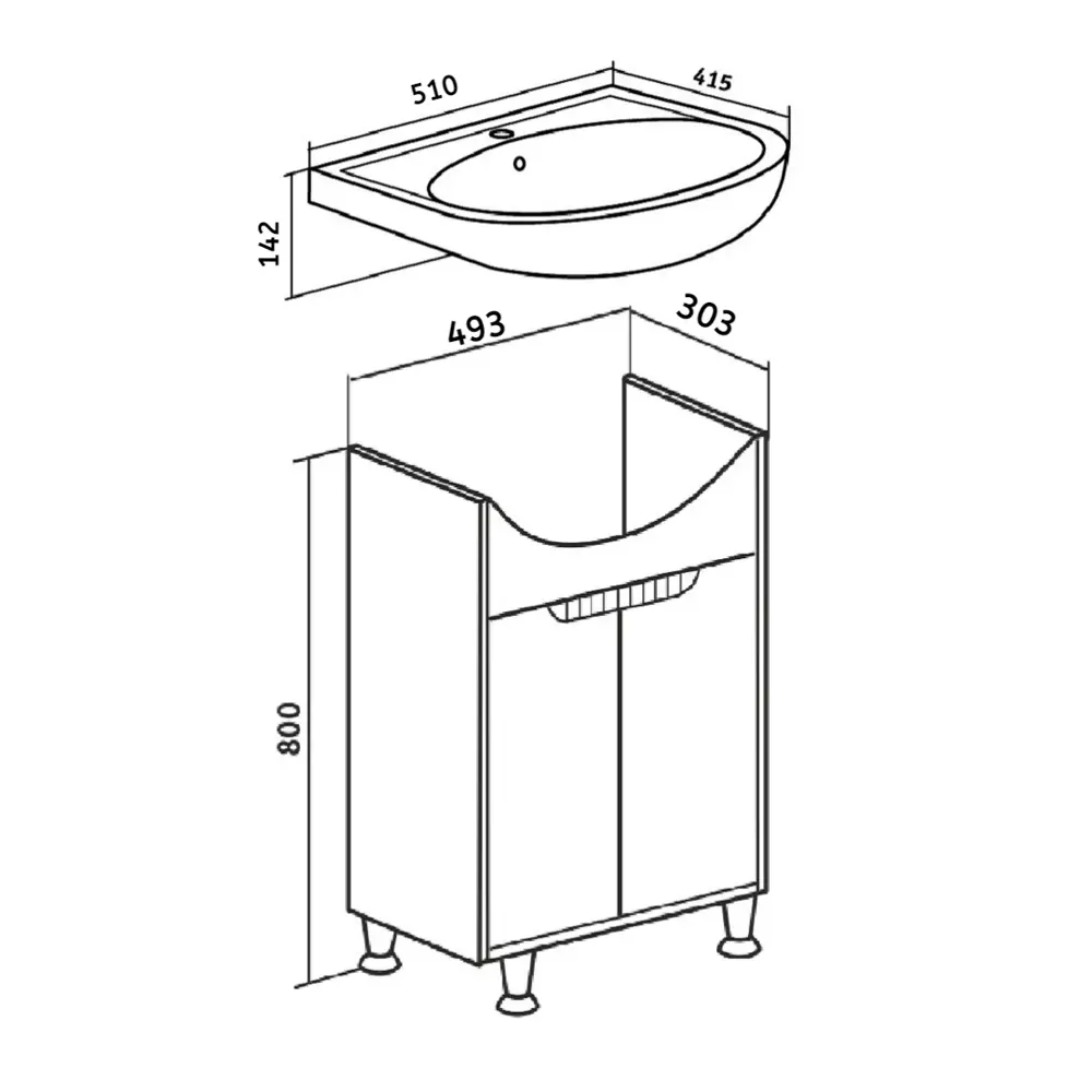 Фото 5 Тумба под раковину подвесная Runo 00-00004654сум 49.3см цвет какао-бежевый, с раковиной